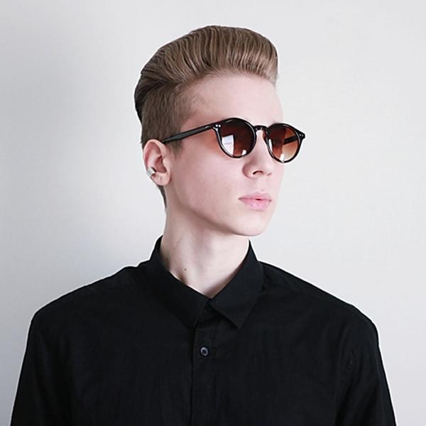 Vintage Inspired Key Hole Round Spectacles P3 Sunglasses 7055
