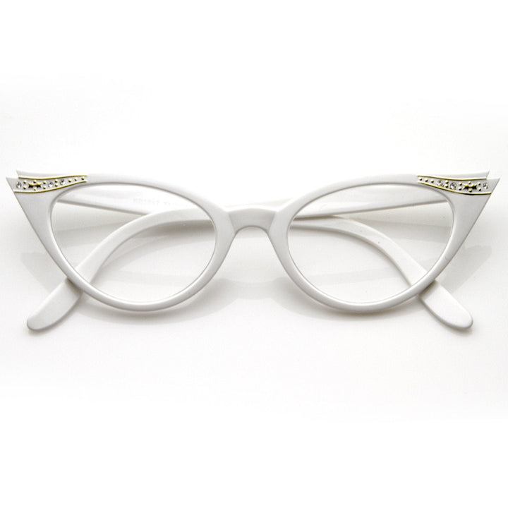 Vintage 1950s Fashion Clear Lens Glasses Rhinestones 8434