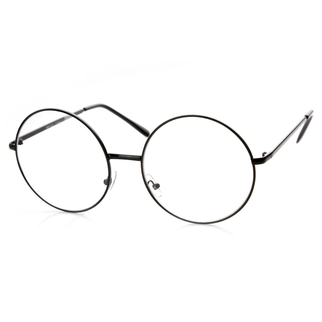1920's Vintage Era Large Round Metal Clear Lens Glasses