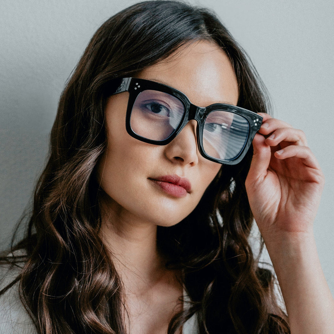 Bold Oversize Square Horn Rimmed Flat Lens Clear Glasses