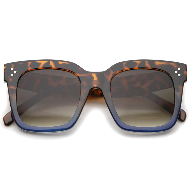 Bold Oversize Flat Mirror Lens Square Frame Horn Rimmed Sunglasses 50mm - A100