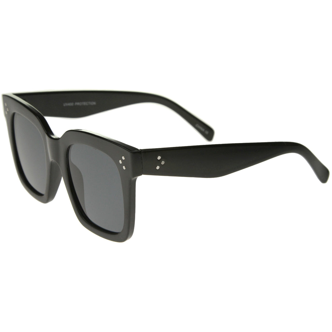 Bold Oversize Flat Mirror Lens Square Frame Horn Rimmed Sunglasses 50mm - A100