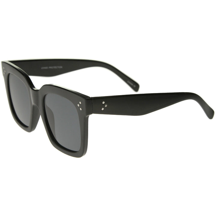 Bold Oversize Flat Mirror Lens Square Frame Horn Rimmed Sunglasses 50mm - A100