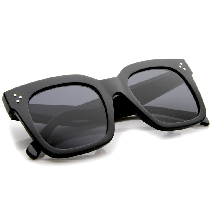 Bold Oversize Flat Mirror Lens Square Frame Horn Rimmed Sunglasses 50mm - A100