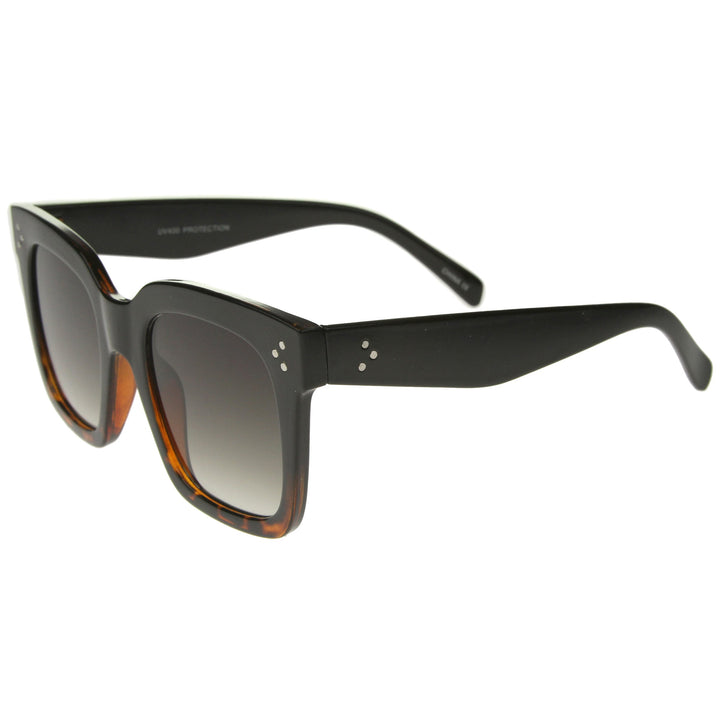 Bold Oversize Flat Mirror Lens Square Frame Horn Rimmed Sunglasses 50mm - A100