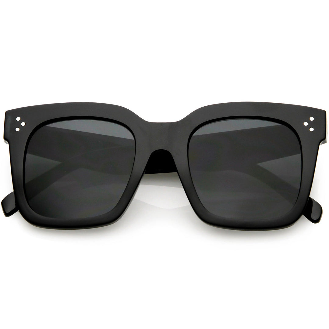 Bold Oversize Flat Mirror Lens Square Frame Horn Rimmed Sunglasses 50mm - A100