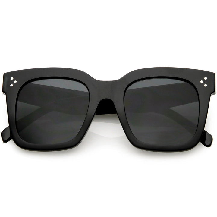 Bold Oversize Flat Mirror Lens Square Frame Horn Rimmed Sunglasses 50mm - A100