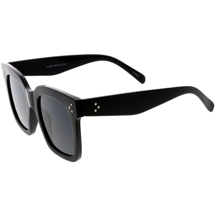 Bold Oversize Flat Mirror Lens Square Frame Horn Rimmed Sunglasses 50mm - A100