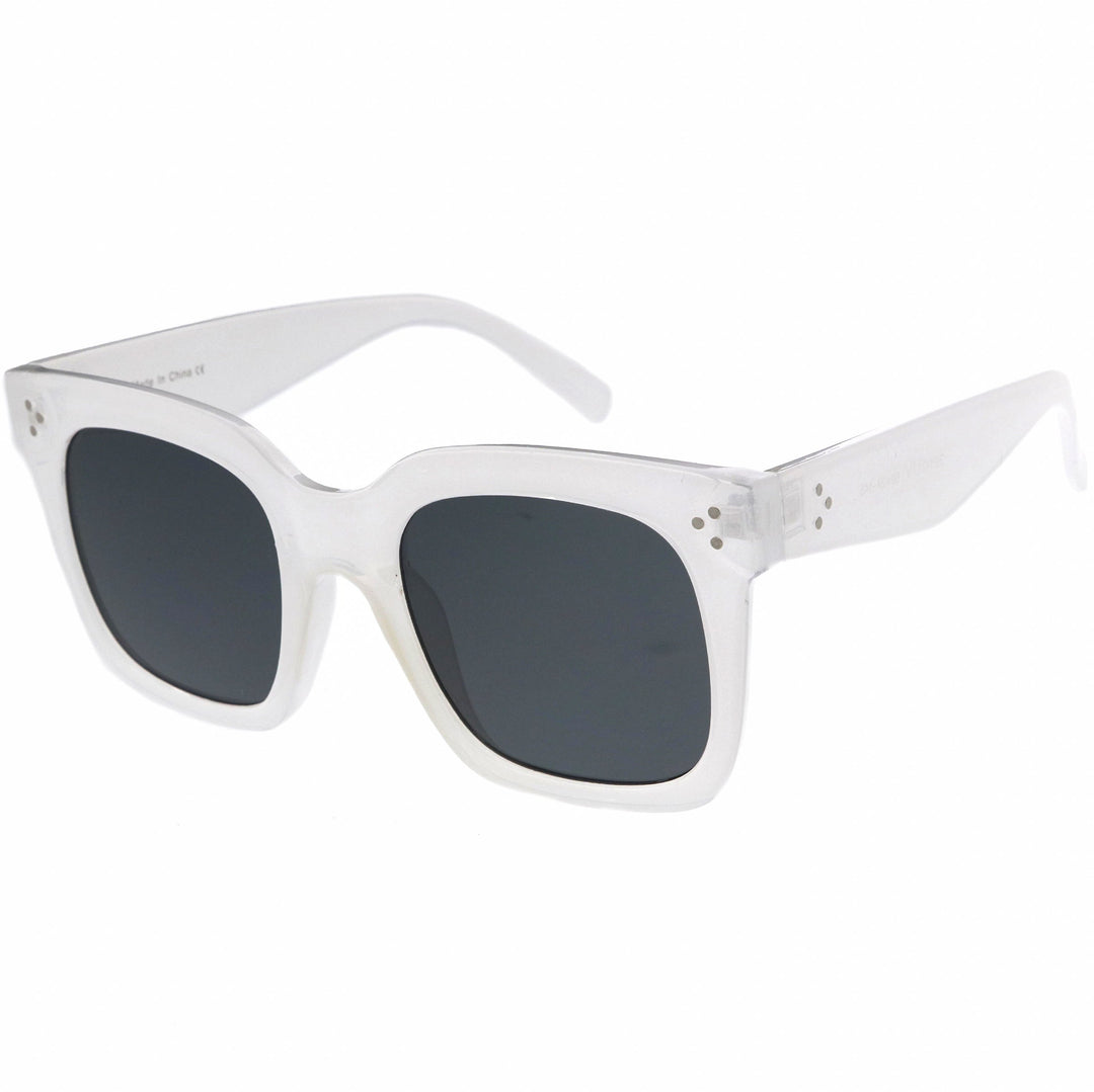 Bold Oversize Square Horned Rim Flat Lens Sunglasses