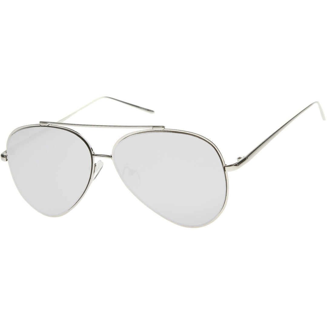 Retro Modern Mirrored Flat Lens Metal Aviator Sunglasses A318