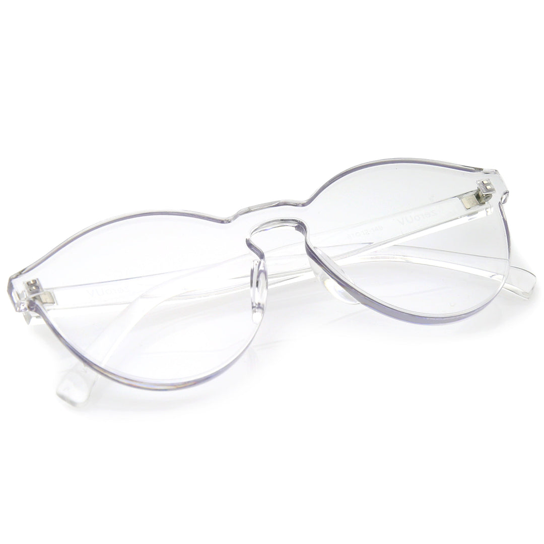 Rimless Monoblock Cut PC Color Lens Rimless Sunglasses A368