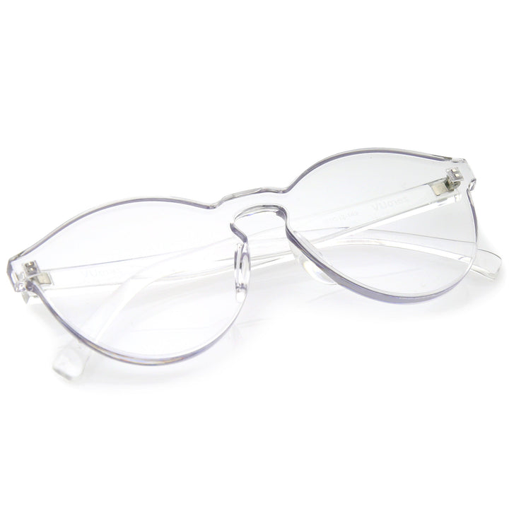 Rimless Monoblock Cut PC Color Lens Rimless Sunglasses A368