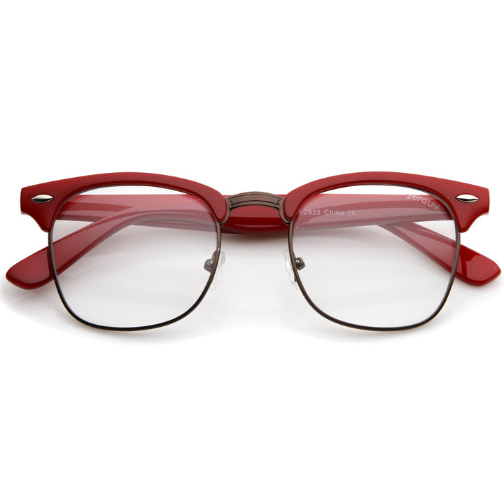 Vintage Inspired Classic Horned Rim Half Frame Clear Lens Glasses 2933