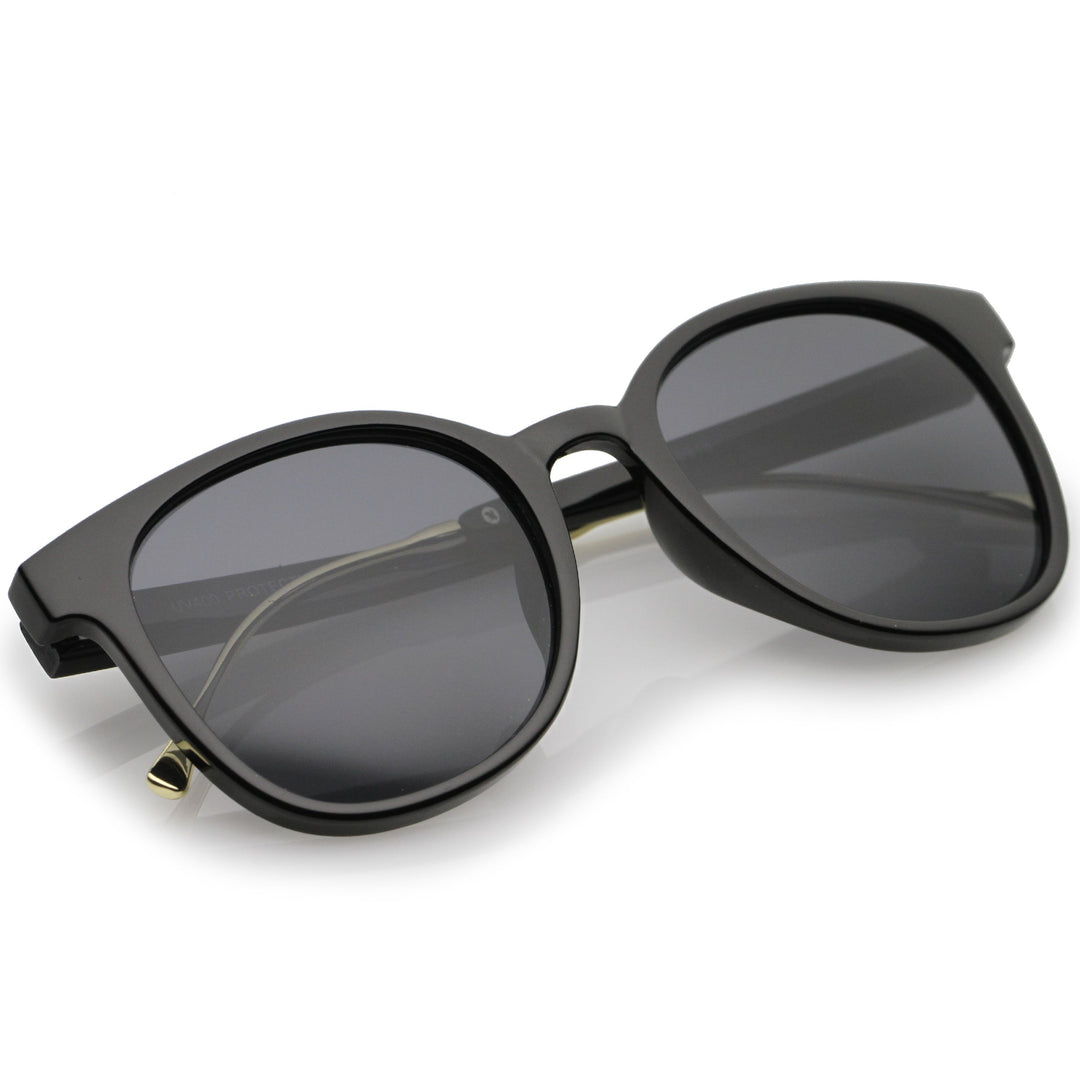 Casual Metal Temple Square Lens Horn Rimmed Sunglasses A750