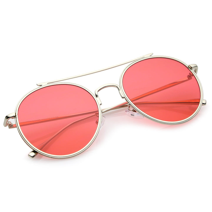 Modern Slim Round Color Tone Aviator Sunglasses A871