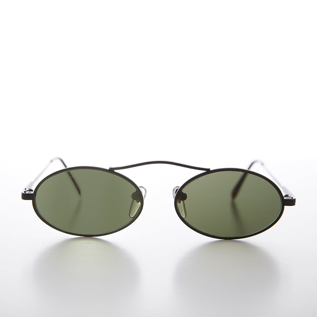 90s Oval Metal Aviator Sunglasses with Floating Cross Bar - Avery