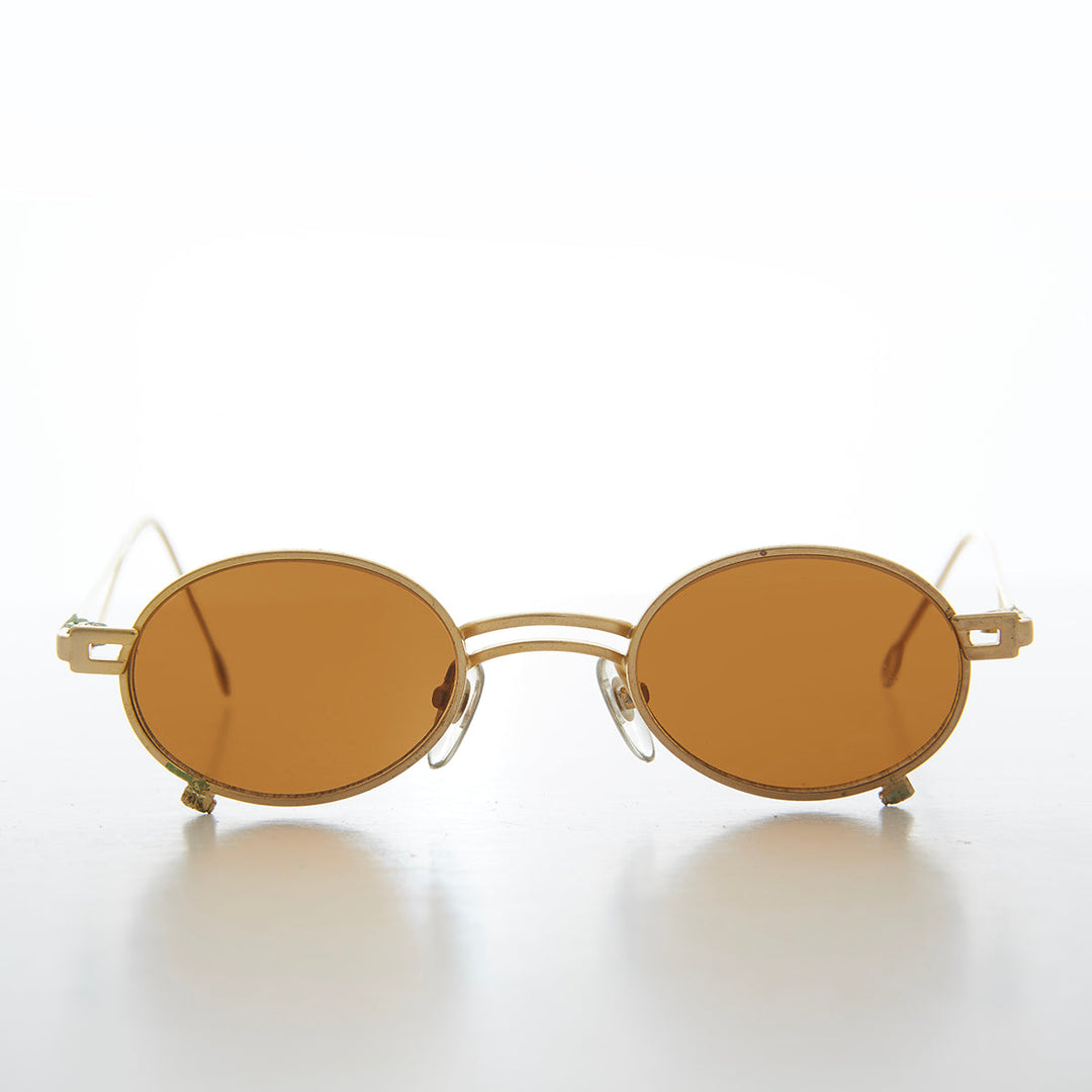 Small Oval 90s Full Metal Steampunk Sunglasses - Azari