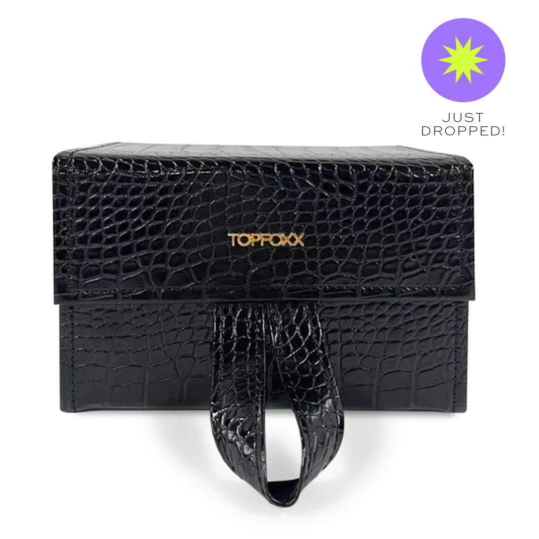 Black Faux Croco Travel Case