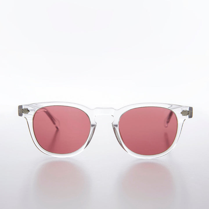 Clear Acetate Square Sunglasses with Colored Lenses - Benson