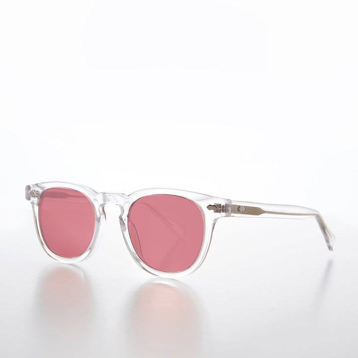 Clear Acetate Square Sunglasses with Colored Lenses - Benson