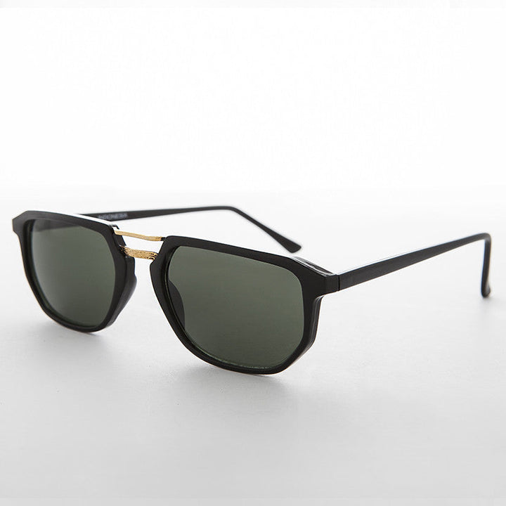 Retro Square Aviator Vintage Sunglass with Flat Top - Bowie