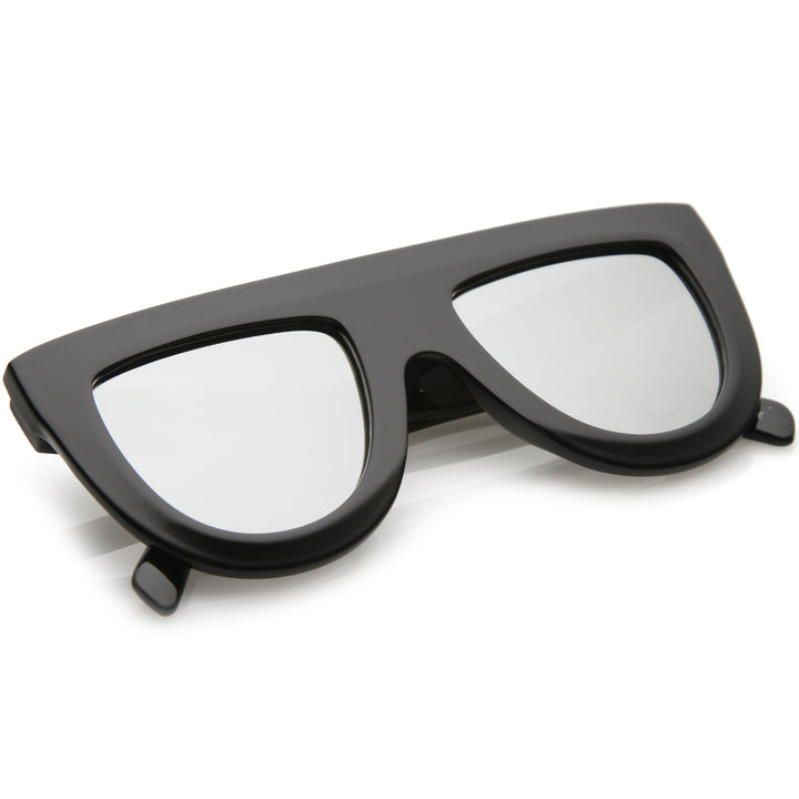 Oversize Retro Modern Flat Top Mirrored Lens Sunglasses C275