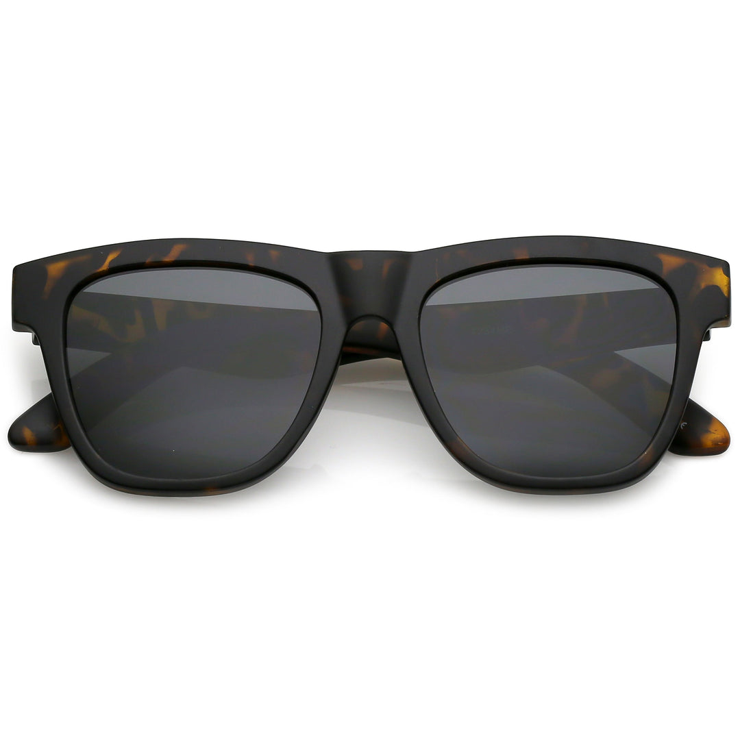 Classic Thick Arms Flat Lens Square Horn Rimmed Sunglasses C286