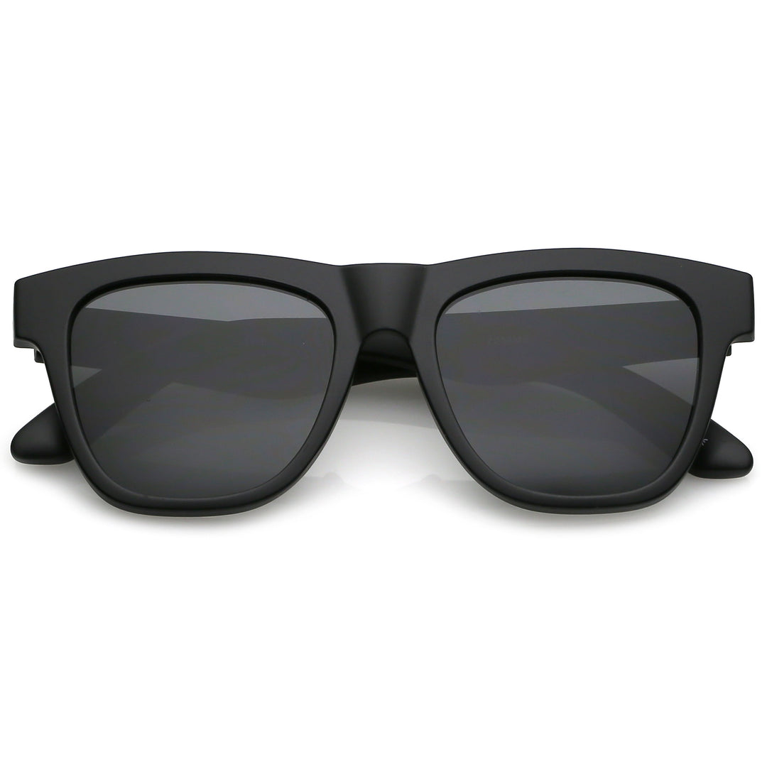 Classic Thick Arms Flat Lens Square Horn Rimmed Sunglasses C286