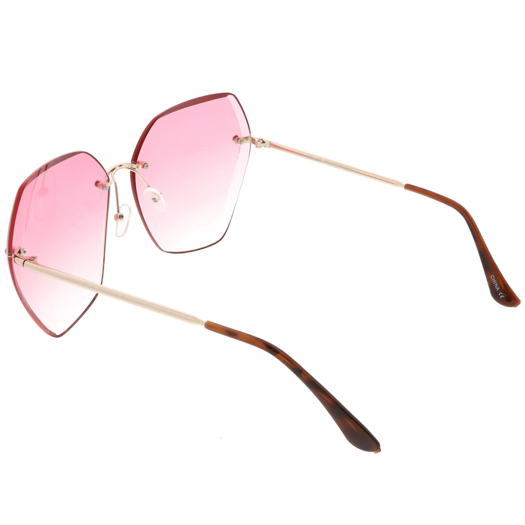 Oversize Rimless Beveled Gradient Lens Geometric Sunglasses C438