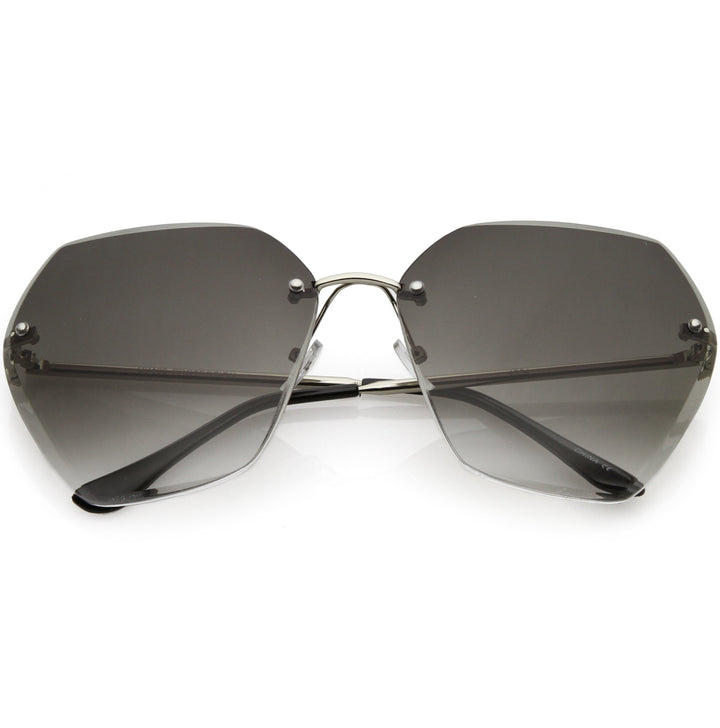 Oversize Rimless Beveled Gradient Lens Geometric Sunglasses C438