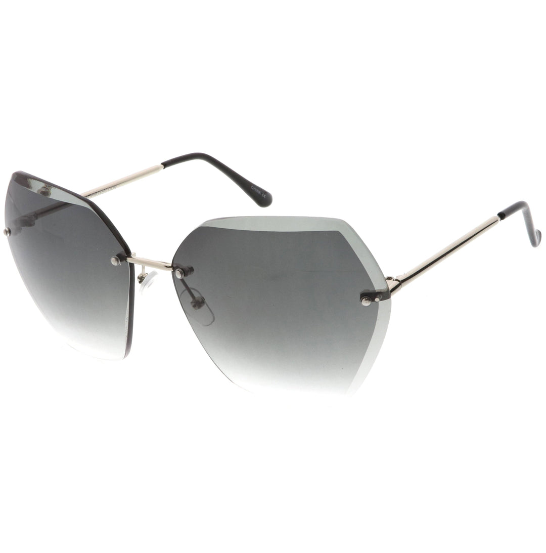 Oversize Rimless Beveled Gradient Lens Geometric Sunglasses C438