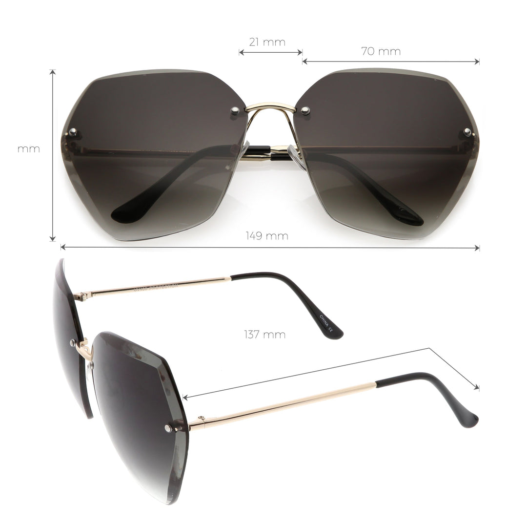 Oversize Rimless Beveled Gradient Lens Geometric Sunglasses C438