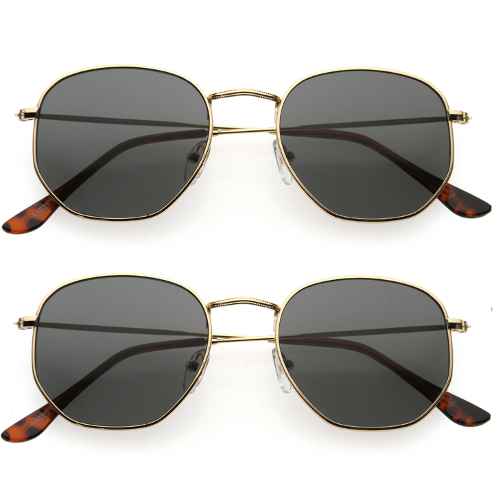 Retro Modern Geometric Hexagon Frame Dapper Sunglasses C455