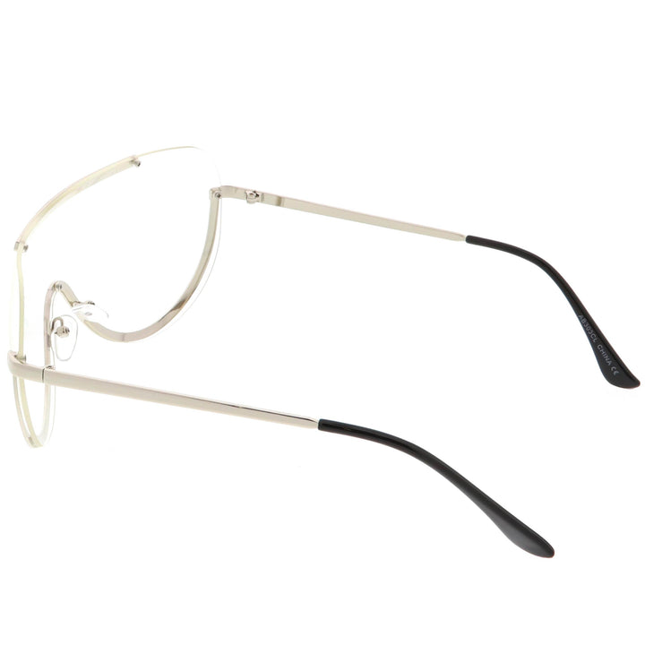 Oversize Semi Rimless Metal Trim Shield Blue Light Glasses C460