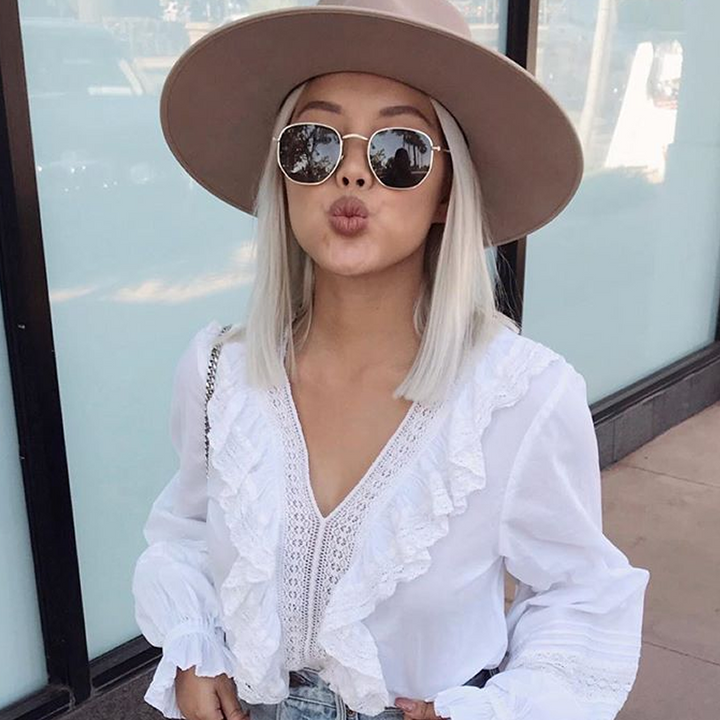 Retro Dapper Indie Modern Flat Geometric Lens Sunglasses C518