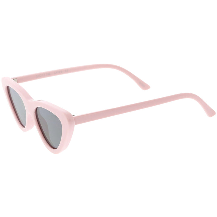 Small Retro Slim Flat Lens Cat Eye Sunglasses - C520