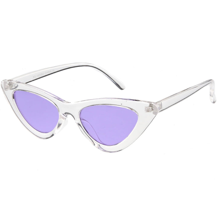 Women's Retro 1990's Narrow Flat Color Tone Lens Cat Eye Sunglasses C524