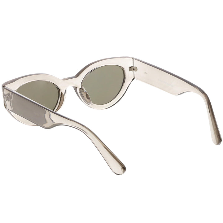 Bold Retro Fashion Oval Mirrored Flat Lens Sunglasses