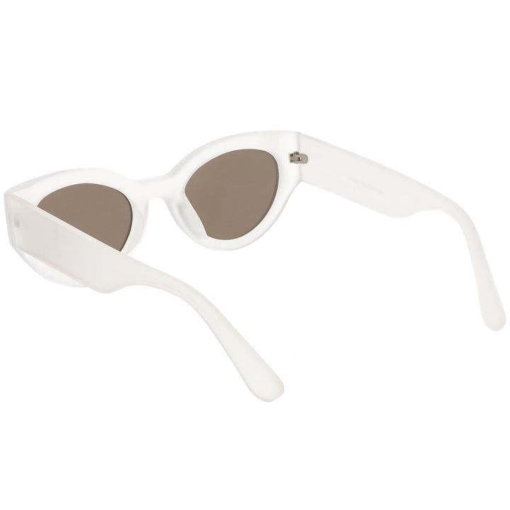 Bold Retro Fashion Oval Mirrored Flat Lens Sunglasses