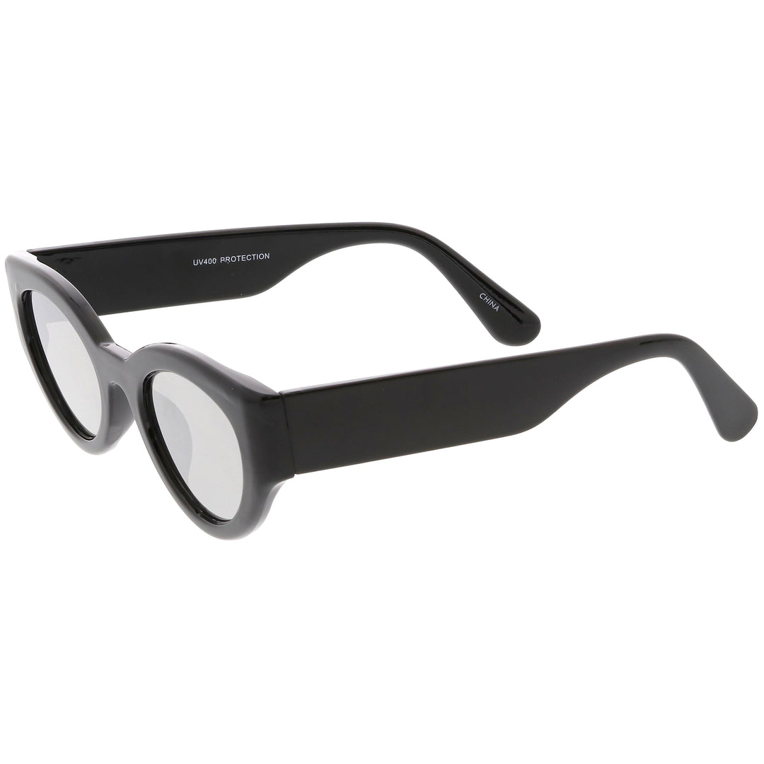 Bold Retro Fashion Oval Mirrored Flat Lens Sunglasses
