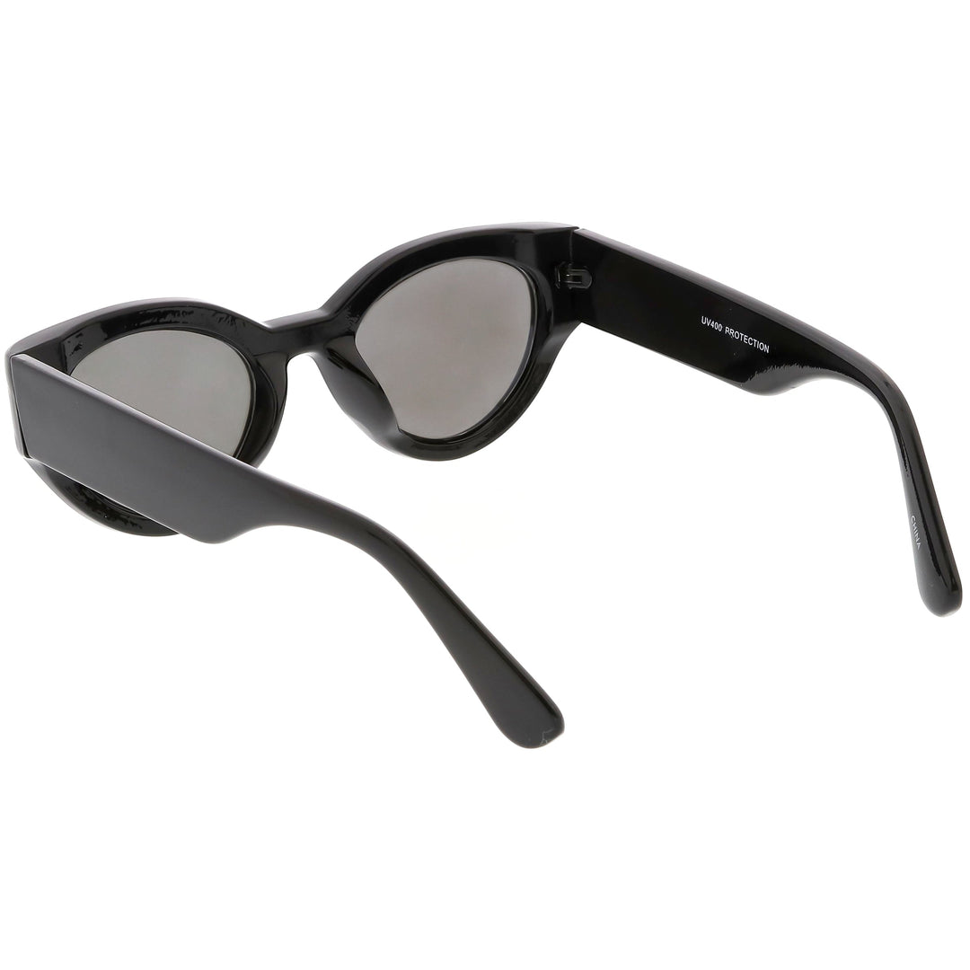 Bold Retro Fashion Oval Mirrored Flat Lens Sunglasses