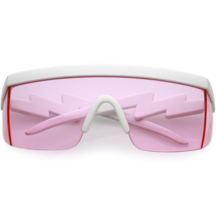 Retro Flat Top Color Tone Half Frame Goggle Shield Sunglasses C546