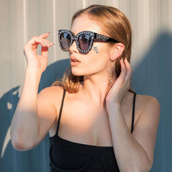 Women's Trendy Star Rhinestone Horned Rim Sunglasses C579