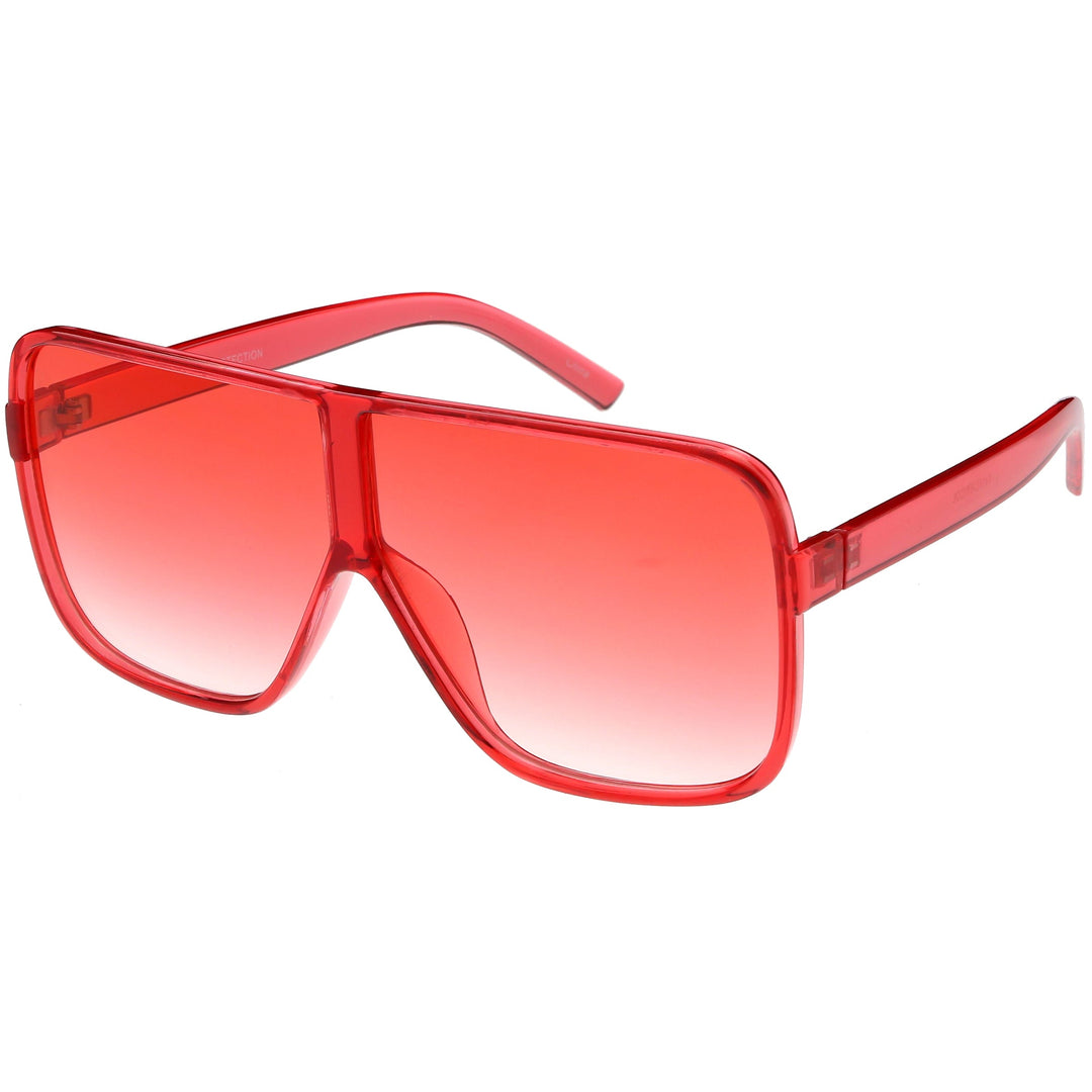 Oversize Festival Flat Top Translucent Color Tone Sunglasses C582