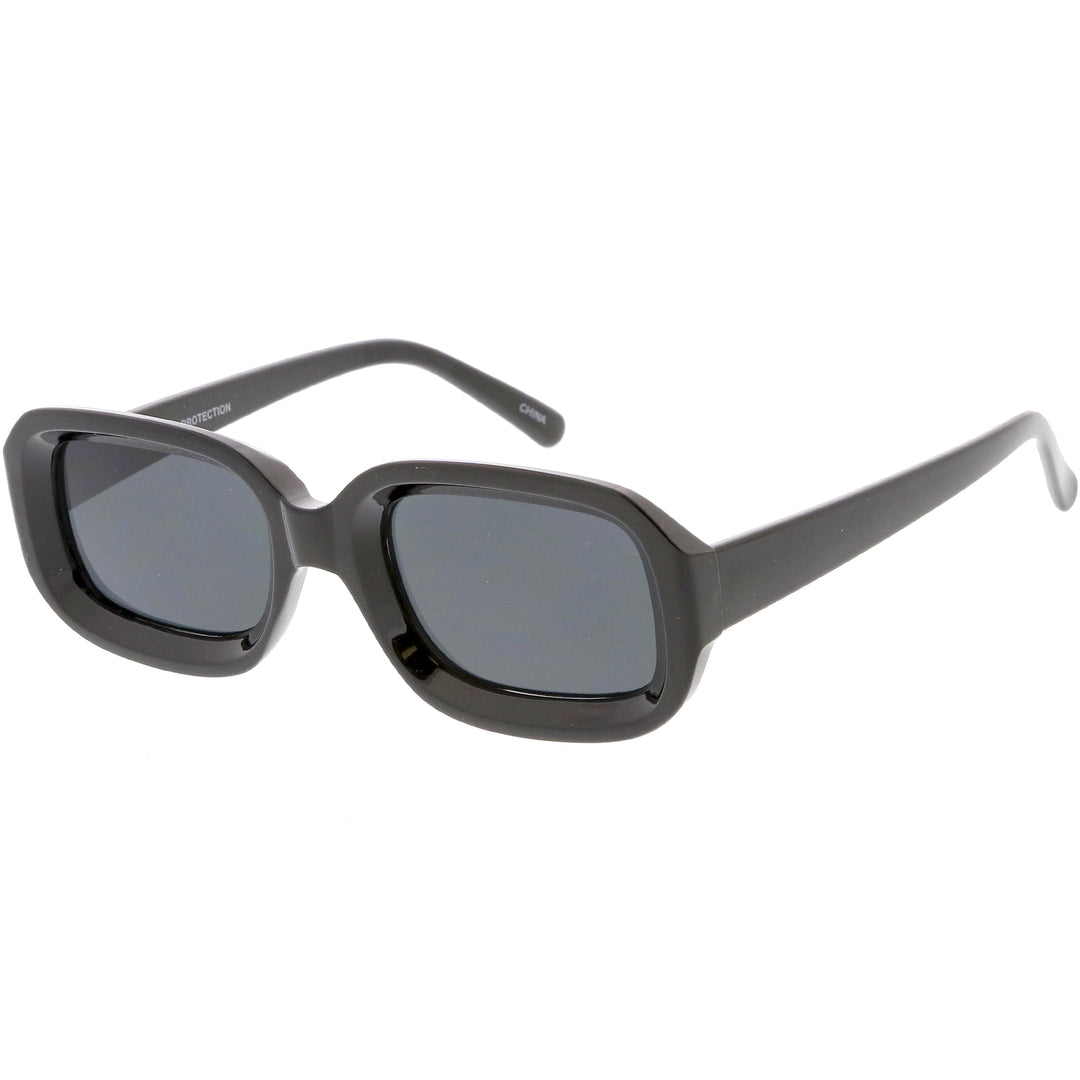 Artistic Retro Modern Deep Rectangle Block Flat Lens Sunglasses