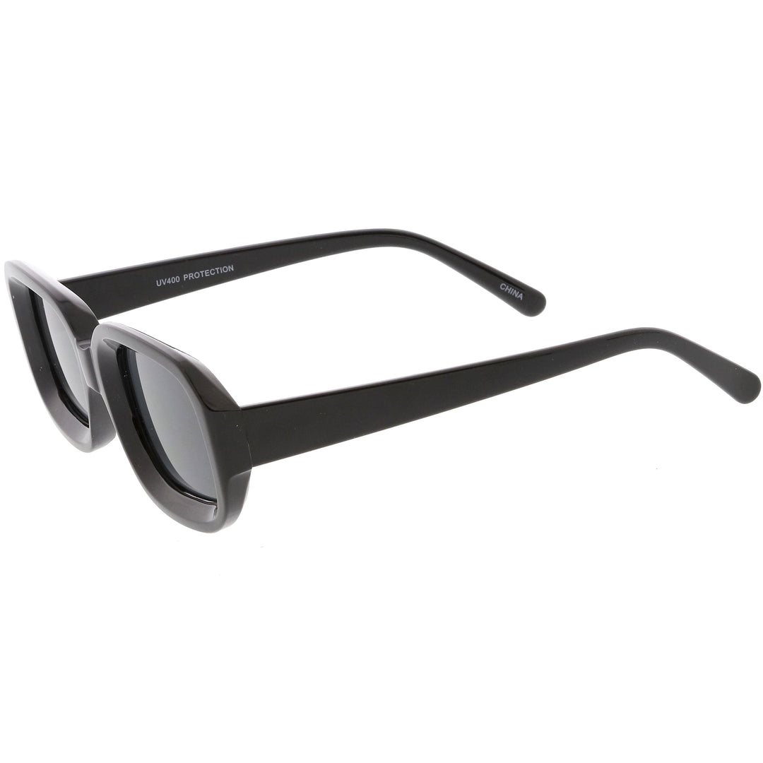 Artistic Retro Modern Deep Rectangle Block Flat Lens Sunglasses
