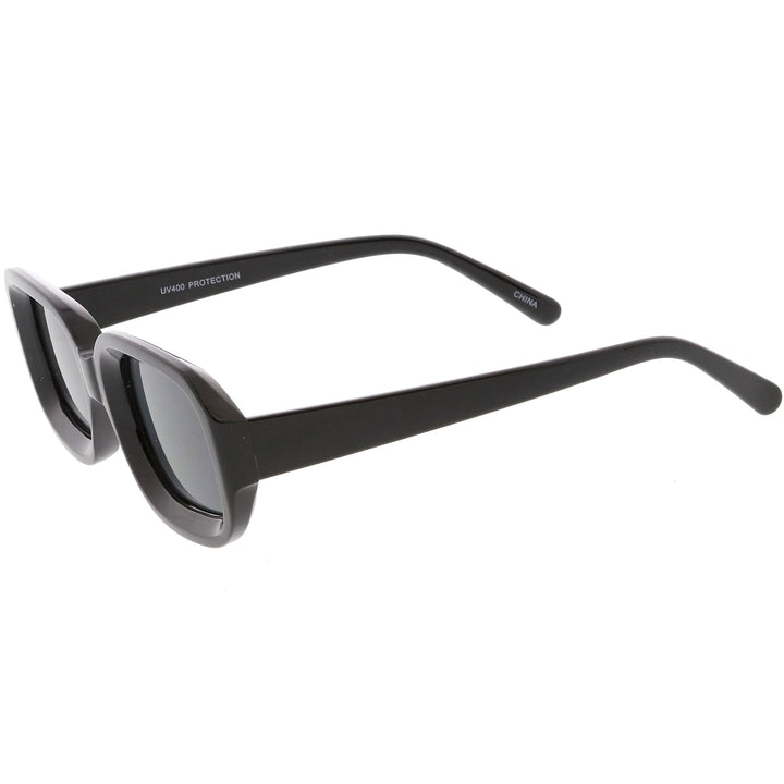 Artistic Retro Modern Deep Rectangle Block Flat Lens Sunglasses