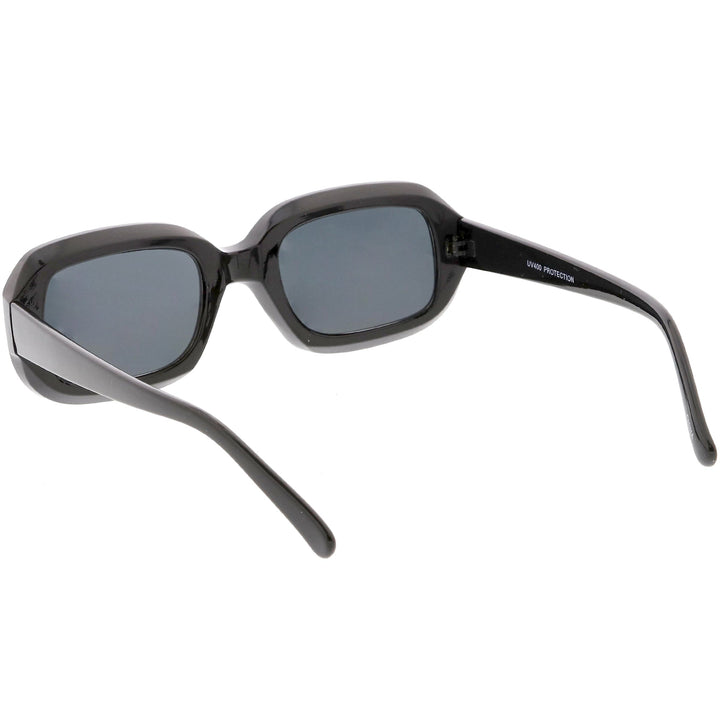 Artistic Retro Modern Deep Rectangle Block Flat Lens Sunglasses