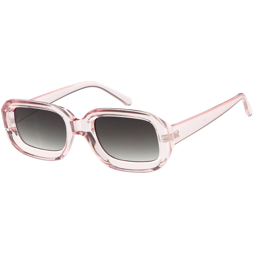 Artistic Retro Modern Deep Rectangle Block Flat Lens Sunglasses