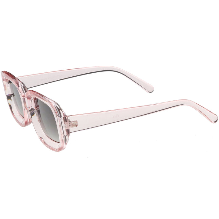 Artistic Retro Modern Deep Rectangle Block Flat Lens Sunglasses